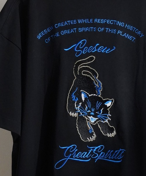 SeeSew(シーソー)の「【UNISEX】NEKOMATA SAGARA TEE/ネコマタサガラTシャツ(Tシャツ/カットソー・メンズ・ホワイト/チャコールグレー/ブラック・L/M)」の11枚目の写真