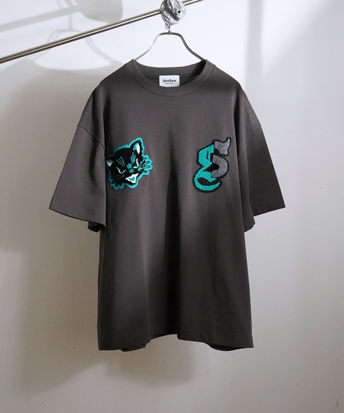 SeeSew(シーソー)の「【UNISEX】NEKOMATA SAGARA TEE/ネコマタサガラTシャツ(Tシャツ/カットソー・メンズ・ホワイト/チャコールグレー/ブラック・L/M)」の9枚目の写真