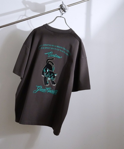 SeeSew(シーソー)の「【UNISEX】NEKOMATA SAGARA TEE/ネコマタサガラTシャツ(Tシャツ/カットソー・メンズ・ホワイト/チャコールグレー/ブラック・L/M)」の7枚目の写真