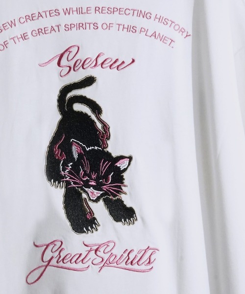 SeeSew(シーソー)の「【UNISEX】NEKOMATA SAGARA TEE/ネコマタサガラTシャツ(Tシャツ/カットソー・メンズ・ホワイト/チャコールグレー/ブラック・L/M)」の15枚目の写真