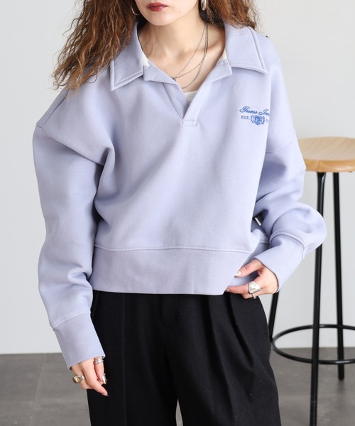 GUESS JEANS（ゲスジーンズ）の「GUESS JEANS ノッチドラペルカラー ポロスウェット（スウェット・レディース・ライトブルー・XS/L/M/S）」の14枚目の写真