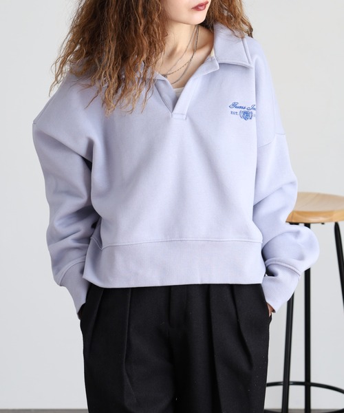 GUESS JEANS（ゲスジーンズ）の「GUESS JEANS ノッチドラペルカラー ポロスウェット（スウェット・レディース・ライトブルー・XS/L/M/S）」の15枚目の写真