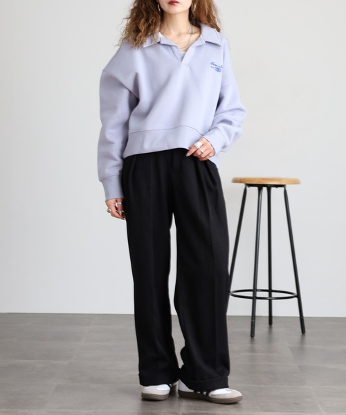 GUESS JEANS（ゲスジーンズ）の「GUESS JEANS ノッチドラペルカラー ポロスウェット（スウェット・レディース・ライトブルー・XS/L/M/S）」の3枚目の写真