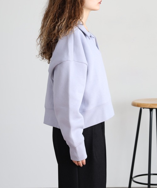 GUESS JEANS（ゲスジーンズ）の「GUESS JEANS ノッチドラペルカラー ポロスウェット（スウェット・レディース・ライトブルー・XS/L/M/S）」の6枚目の写真