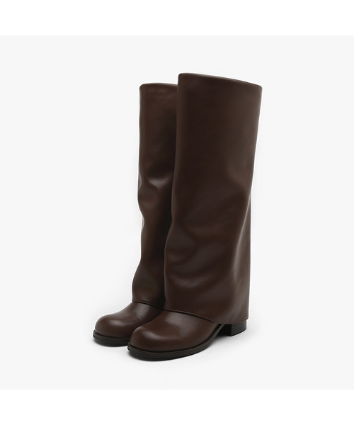 SAPPUN（サプン）の「Bellian ラウンド 折畳み ロングブーツ (5cm)（ブーツ・レディース・ブラック/ベージュ/ブラウン・22.5cm/23cm/23.5cm/24cm/24.5cm/25cm/25.5cm）」の3枚目の写真