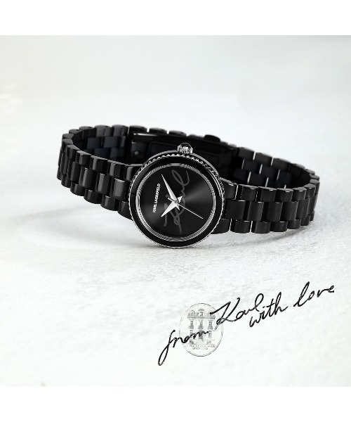 KARL LAGERFELD（カールラガーフェルド）の「「KARL LAGERFELD/カール・ラガーフェルド」カイザー - サンレイ シグネチャー ダイヤル（アナログ腕時計・レディース・ブラック/イエローゴールド/ピンクゴールド・FREE）」の7枚目の写真