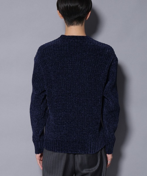 セール】ローゲージ ベロアモール クルーネックニット（ニット