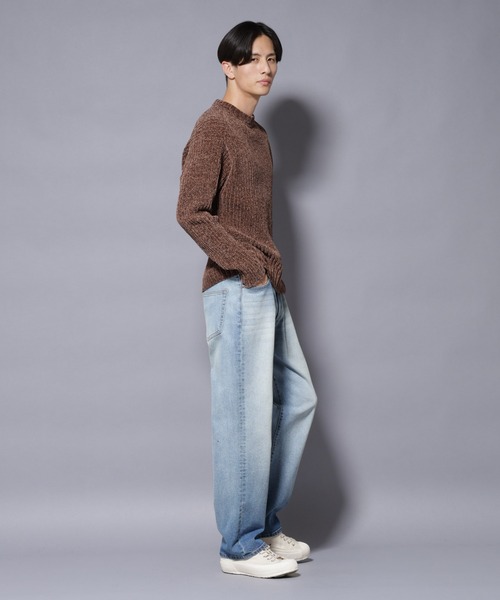 セール】ローゲージ ベロアモール クルーネックニット（ニット