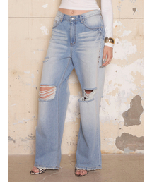 HILLDA（ヒルダ）の「フェイドアップストーンワイドデニムパンツ（デニムパンツ）」