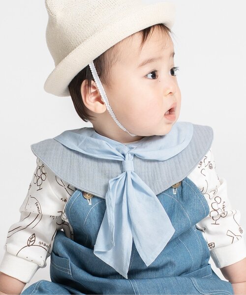 Ampersand（アンパサンド）の「ドットジャガードスカーフスタイ（スタイ/よだれかけ・キッズ・ベージュ/ブルー・90）」の2枚目の写真