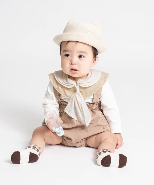 Ampersand（アンパサンド）の「ドットジャガードスカーフスタイ（スタイ/よだれかけ・キッズ・ベージュ/ブルー・90）」の3枚目の写真