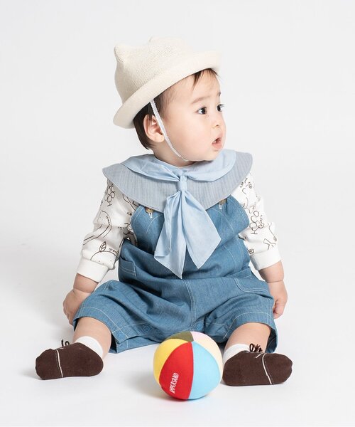 Ampersand（アンパサンド）の「ドットジャガードスカーフスタイ（スタイ/よだれかけ・キッズ・ベージュ/ブルー・90）」の5枚目の写真