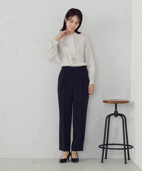 COMME CA ISM（コムサイズム）の「【宮城舞さん着用】【セットアップ対応】ポリエステルツイル　テーパードパンツ（その他パンツ・レディース・グレー/ネイビー・X-SMALL/SMALL/MEDIUM/LARGE/X-LARGE）」の4枚目の写真