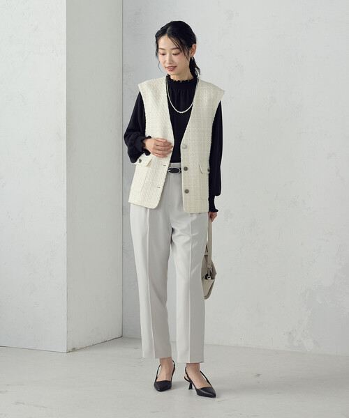 COMME CA ISM（コムサイズム）の「【宮城舞さん着用】【セットアップ対応】ポリエステルツイル　テーパードパンツ（その他パンツ・レディース・グレー/ネイビー・X-SMALL/SMALL/MEDIUM/LARGE/X-LARGE）」の12枚目の写真