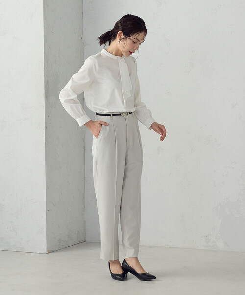 COMME CA ISM（コムサイズム）の「【宮城舞さん着用】【セットアップ対応】ポリエステルツイル　テーパードパンツ（その他パンツ・レディース・グレー/ネイビー・X-SMALL/SMALL/MEDIUM/LARGE/X-LARGE）」の14枚目の写真