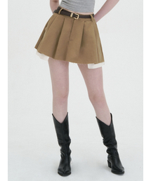 BIBORA（ビボラ）の「ワイドタックミニスカート（ベージュ）（スカート）」