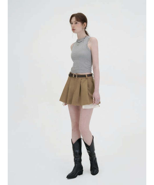 BIBORA（ビボラ）の「ワイドタックミニスカート（ベージュ）（スカート・レディース・その他・SMALL/MEDIUM）」の3枚目の写真