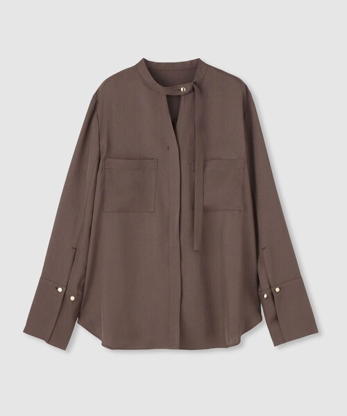 allureville（アルアバイル）の「ブライトツイルアシメボウブラウス（シャツ/ブラウス・レディース・ブラウン/オフホワイト/ブルー・2）」の3枚目の写真