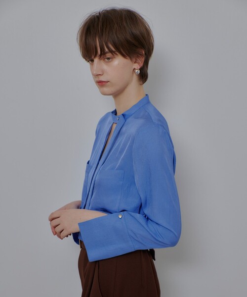 allureville（アルアバイル）の「ブライトツイルアシメボウブラウス（シャツ/ブラウス・レディース・ブラウン/オフホワイト/ブルー・2）」の6枚目の写真