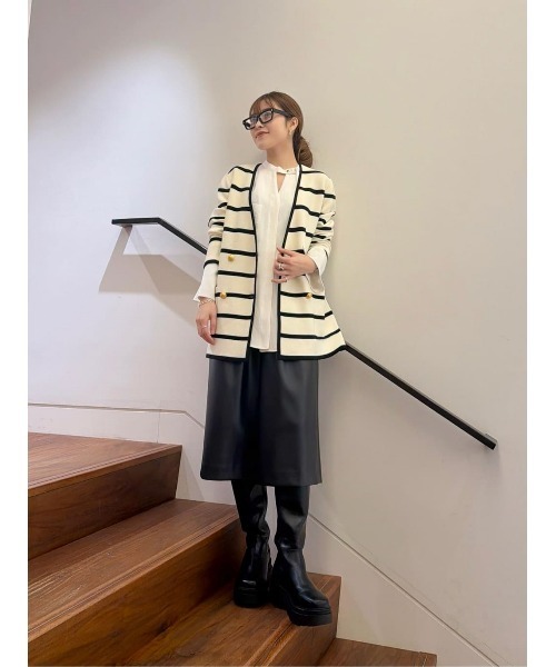 allureville（アルアバイル）の「ブライトツイルアシメボウブラウス（シャツ/ブラウス・レディース・ブラウン/オフホワイト/ブルー・2）」の4枚目の写真