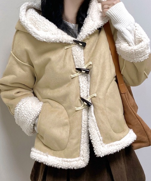 ボアダッフルショート丈コート フード付き（ダッフルコート）｜REMUR