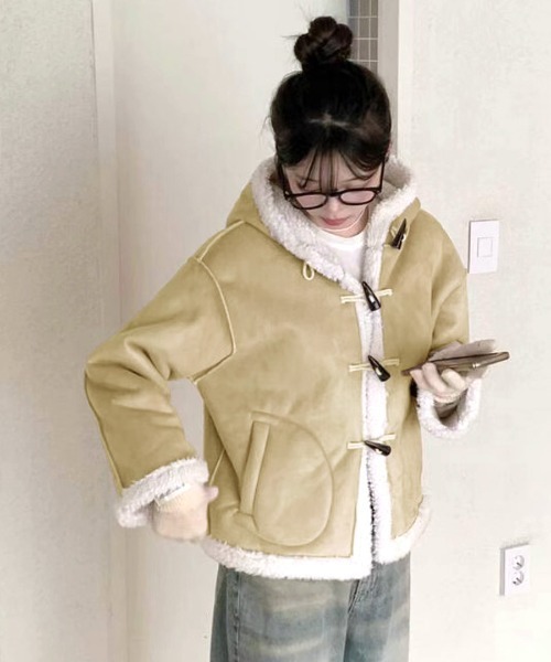 ボアダッフルショート丈コート フード付き（ダッフルコート）｜REMUR