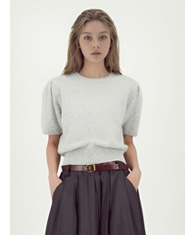 Balloon Shoulder Half Knit _Grey