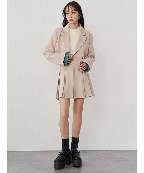 MURUA（ムルーア）の「【セットアップ対応】ダブルプリーツミニスカート（スカート・レディース・ミント/グレー/ブラック/ベージュ・1/2）」の14枚目の写真