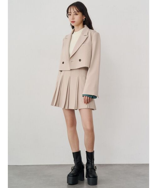 MURUA（ムルーア）の「【セットアップ対応】ダブルプリーツミニスカート（スカート・レディース・ミント/グレー/ブラック/ベージュ・1/2）」の16枚目の写真