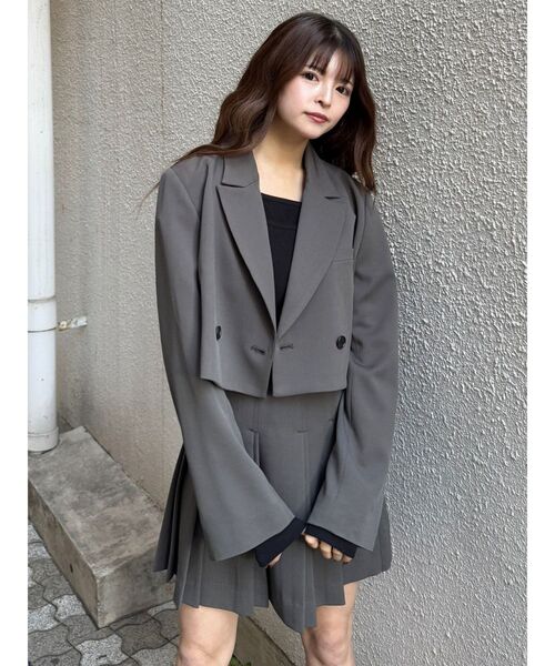 MURUA（ムルーア）の「【セットアップ対応】ダブルプリーツミニスカート（スカート・レディース・ミント/グレー/ブラック/ベージュ・1/2）」の7枚目の写真