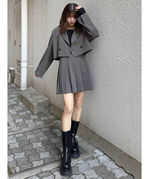 MURUA（ムルーア）の「【セットアップ対応】ダブルプリーツミニスカート（スカート・レディース・ミント/グレー/ブラック/ベージュ・1/2）」の9枚目の写真