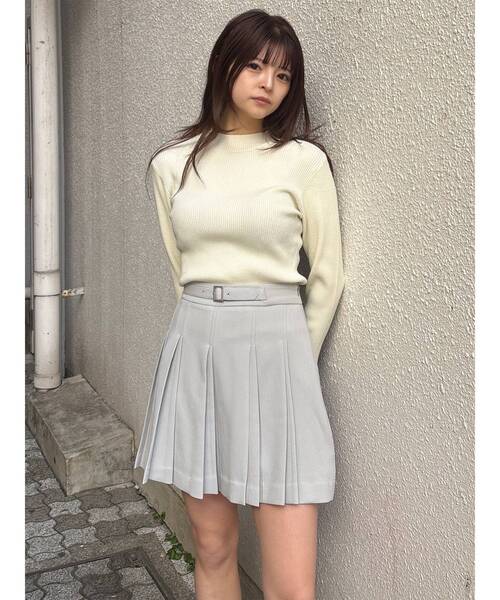 MURUA（ムルーア）の「【セットアップ対応】ダブルプリーツミニスカート（スカート・レディース・ミント/グレー/ブラック/ベージュ・1/2）」の10枚目の写真