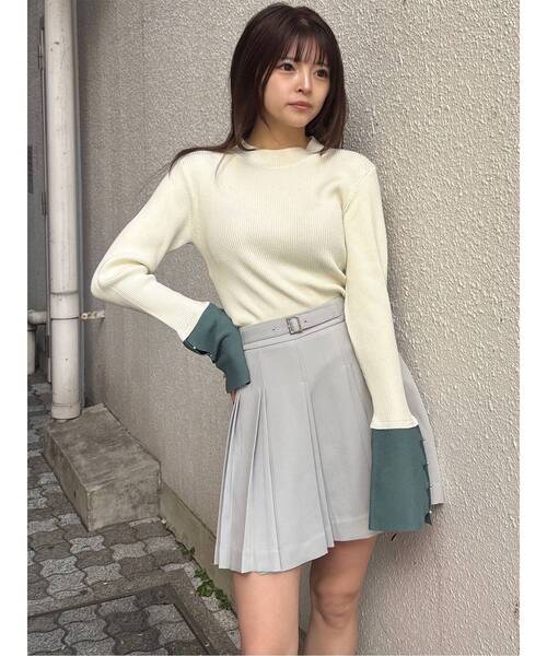 MURUA（ムルーア）の「【セットアップ対応】ダブルプリーツミニスカート（スカート・レディース・ミント/グレー/ブラック/ベージュ・1/2）」の11枚目の写真