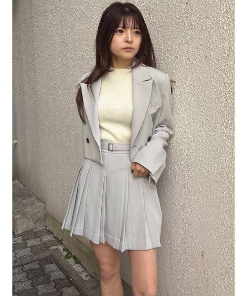 MURUA（ムルーア）の「【セットアップ対応】ダブルプリーツミニスカート（スカート・レディース・ミント/グレー/ブラック/ベージュ・1/2）」の19枚目の写真