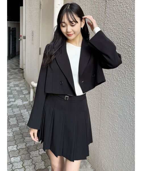 MURUA（ムルーア）の「【セットアップ対応】ダブルプリーツミニスカート（スカート・レディース・ミント/グレー/ブラック/ベージュ・1/2）」の7枚目の写真