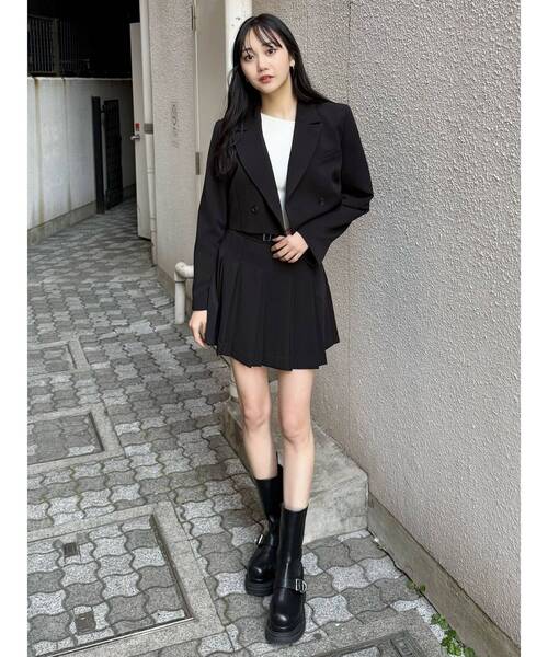 MURUA（ムルーア）の「【セットアップ対応】ダブルプリーツミニスカート（スカート・レディース・ミント/グレー/ブラック/ベージュ・1/2）」の8枚目の写真