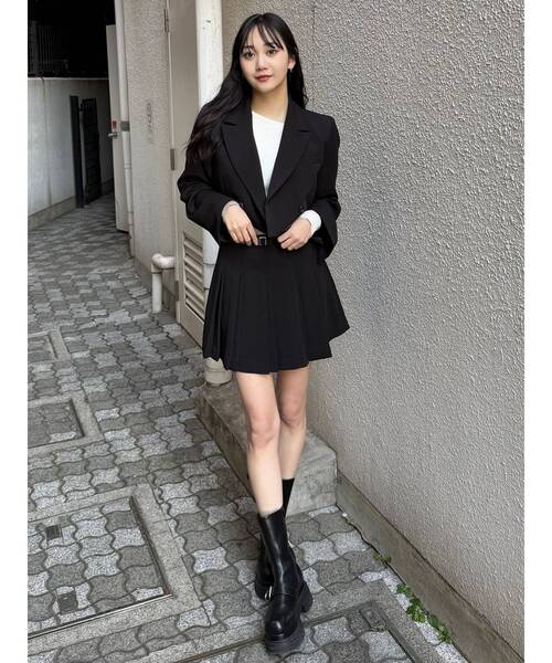 MURUA（ムルーア）の「【セットアップ対応】ダブルプリーツミニスカート（スカート・レディース・ミント/グレー/ブラック/ベージュ・1/2）」の9枚目の写真