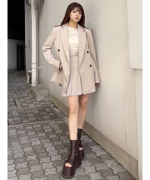 MURUA（ムルーア）の「【セットアップ対応】ダブルプリーツミニスカート（スカート・レディース・ミント/グレー/ブラック/ベージュ・1/2）」の11枚目の写真