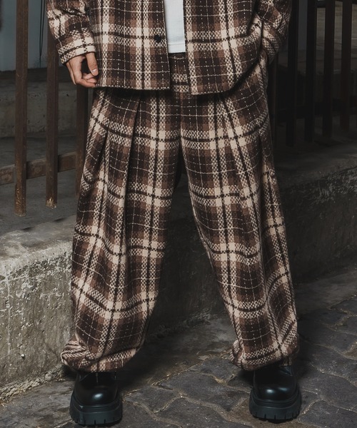 En serio TOKYO(エンソリオトーキョー)の「チェックワイドパンツ(スラックス・メンズ・A/B/C・SMALL/LARGE/MEDIUM)」の3枚目の写真