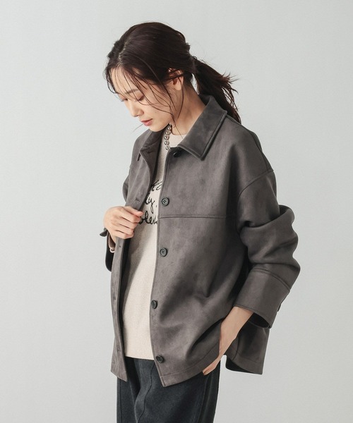 GLOBAL WORK(グローバルワーク)の「マシュマロスエードジャケット/632429(テーラードジャケット・レディース・ブラウン系その他3/チャコールグレー/アイボリー・L/M)」の5枚目の写真