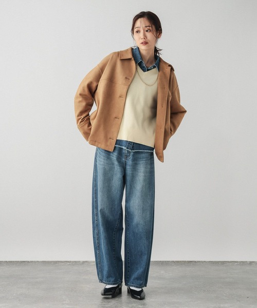 GLOBAL WORK(グローバルワーク)の「マシュマロスエードジャケット/632429(テーラードジャケット・レディース・ブラウン系その他3/チャコールグレー/アイボリー・L/M)」の6枚目の写真