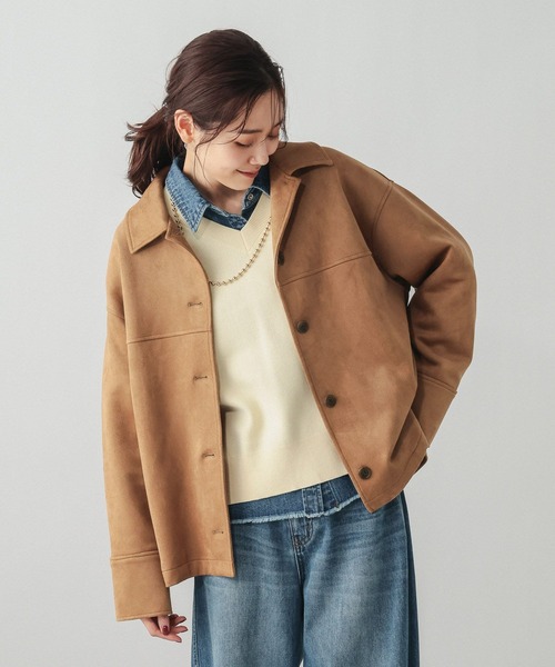 GLOBAL WORK(グローバルワーク)の「マシュマロスエードジャケット/632429(テーラードジャケット・レディース・ブラウン系その他3/チャコールグレー/アイボリー・L/M)」の9枚目の写真