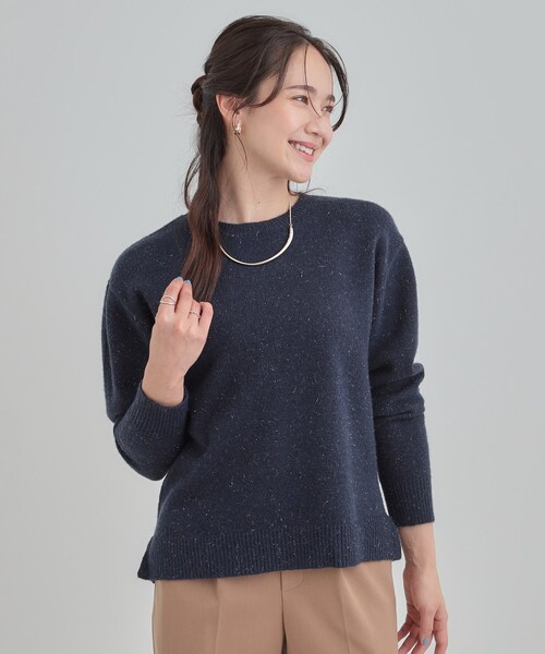 DRESKIP(ドレスキップ)の「【S-LL/洗濯機可】キラキラ光るラメが上品 クルーネックニット(ニット/セーター・レディース・ベージュ/グリーン系/ピンク系/オフホワイト/ネイビー・01/03/02/04)」の12枚目の写真