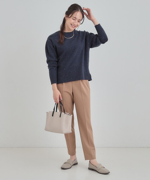 DRESKIP(ドレスキップ)の「【S-LL/洗濯機可】キラキラ光るラメが上品 クルーネックニット(ニット/セーター・レディース・ベージュ/グリーン系/ピンク系/オフホワイト/ネイビー・01/03/02/04)」の14枚目の写真