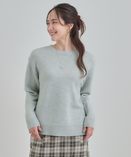 DRESKIP(ドレスキップ)の「【S-LL/洗濯機可】キラキラ光るラメが上品 クルーネックニット(ニット/セーター・レディース・ベージュ/グリーン系/ピンク系/オフホワイト/ネイビー・01/03/02/04)」の16枚目の写真