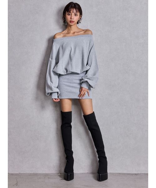 GYDA（ジェイダ）の「GGドッキングオフショルスウェットワンピース（ワンピース・レディース・ピンク/グレー/ブラック・FREE）」の14枚目の写真