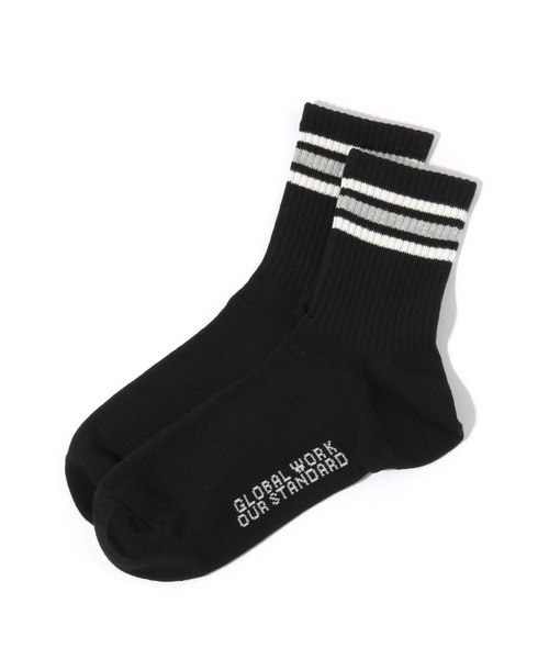 GLOBAL WORK（グローバルワーク）の「らくごこちユニセックスソックス/ミドル/632414（ソックス/靴下・メンズ・グリーン/ホワイト/ブラック/グレー・MEDIUM/LARGE）」の2枚目の写真