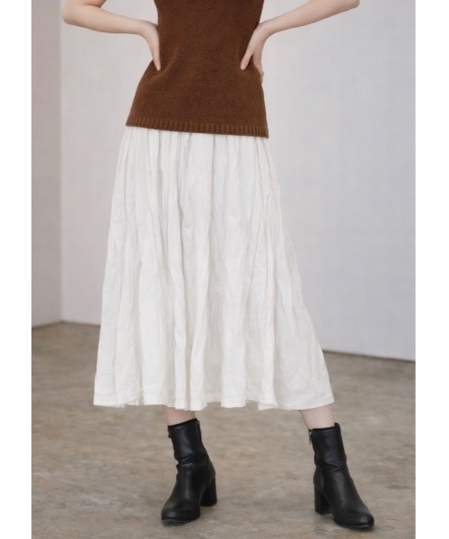 SALTMINT（ソルトミント）の「ワッシャーAラインスカート（スカート・レディース・ブラック/ホワイト・FREE）」の2枚目の写真