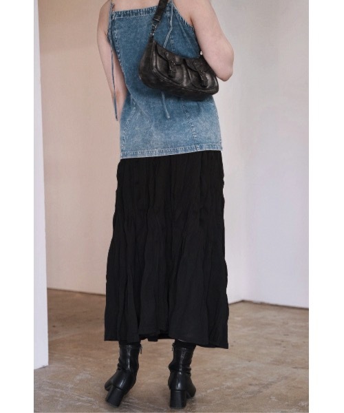 SALTMINT（ソルトミント）の「ワッシャーAラインスカート（スカート・レディース・ブラック/ホワイト・FREE）」の3枚目の写真