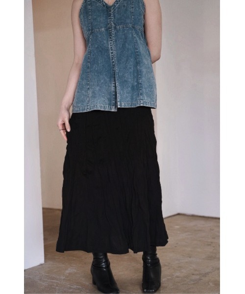 SALTMINT（ソルトミント）の「ワッシャーAラインスカート（スカート・レディース・ブラック/ホワイト・FREE）」の4枚目の写真